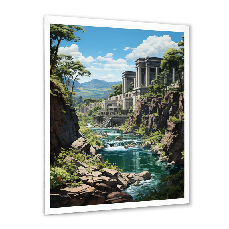 «Mansfield Dam Landscape III», reproduction sur toile, H 20 po x l 12 po x P 1 po, Cadre photo blanc