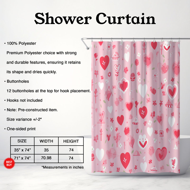 Love Wings - Rideau de douche Premium, H 74 po x l 71 po