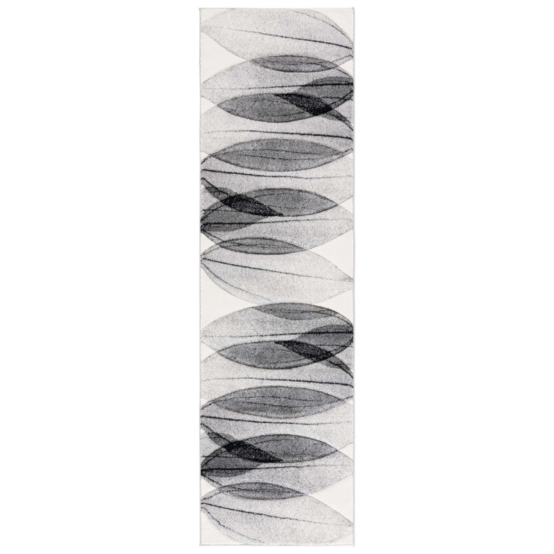 Jeromie Performance Floral Rug, Runner 2'3" x 8', Black/Ivory