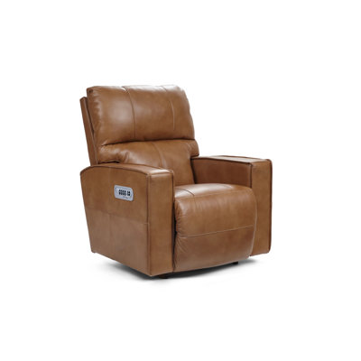 Maddox Leather Power Rocking Recliner w/ Headrest and Lumbar