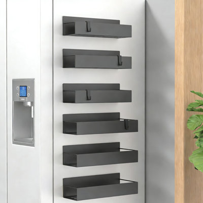Ensemble de 6 étagères à épices magnétiques, rangement compact pour réfrigérateur et four, organisateur d'armoires de cuisine durable