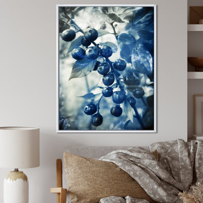 Wild Berries Blue Vintage Botanical - reproduction d'art sur toile