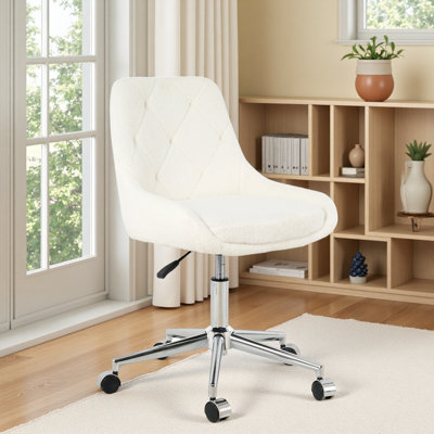 Chaise de salle à manger moderne en tissu molletonné avec pieds chromés, douce et confortable, réglable en hauteur, pratique pour la liberté de mouvement, peu encombrante. (Ensemble de 1)