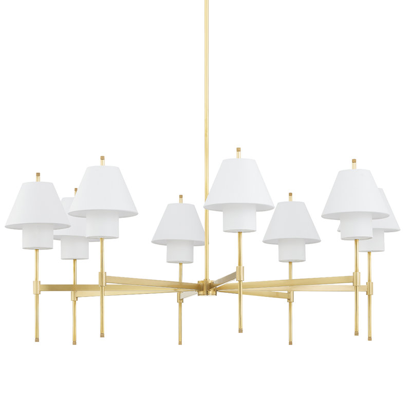 CHANDELIER 8 LUMIÈRES GLENMOORE, Laiton vieilli