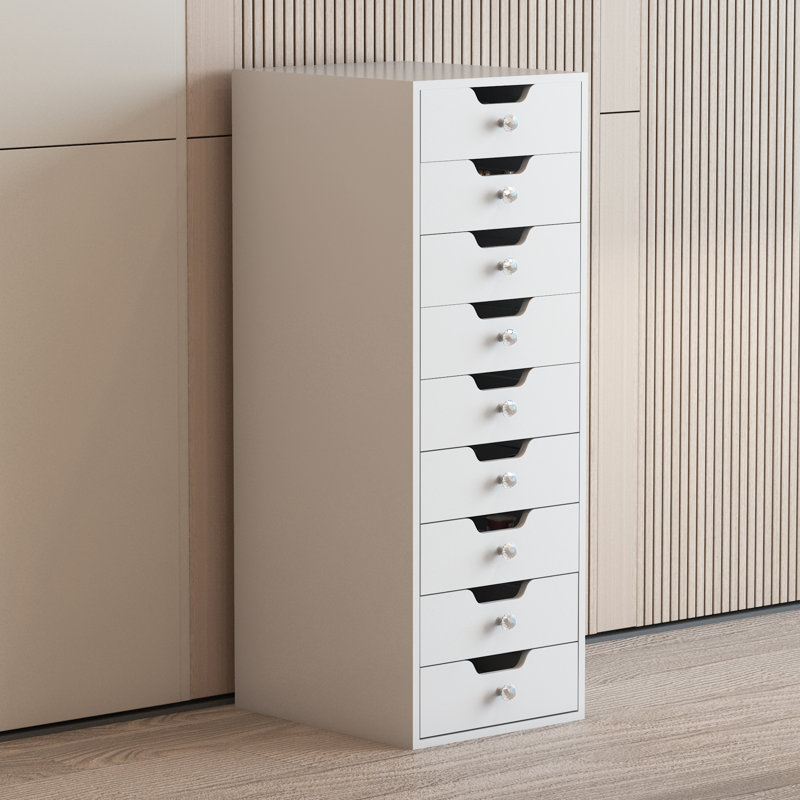Commode 9 tiroirs Nuaymah, Blanc