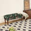 Fauteuil de style européen avec banquette capitonnée à motifs floraux et pieds en bois tourné, vert-1389082875