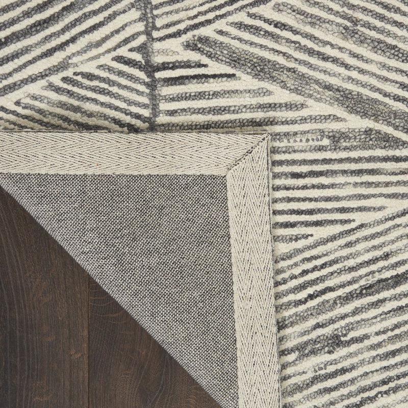 Tapis gris touffeté en laine, Rectangle 8 pi 3 po x 11 pi 6 po