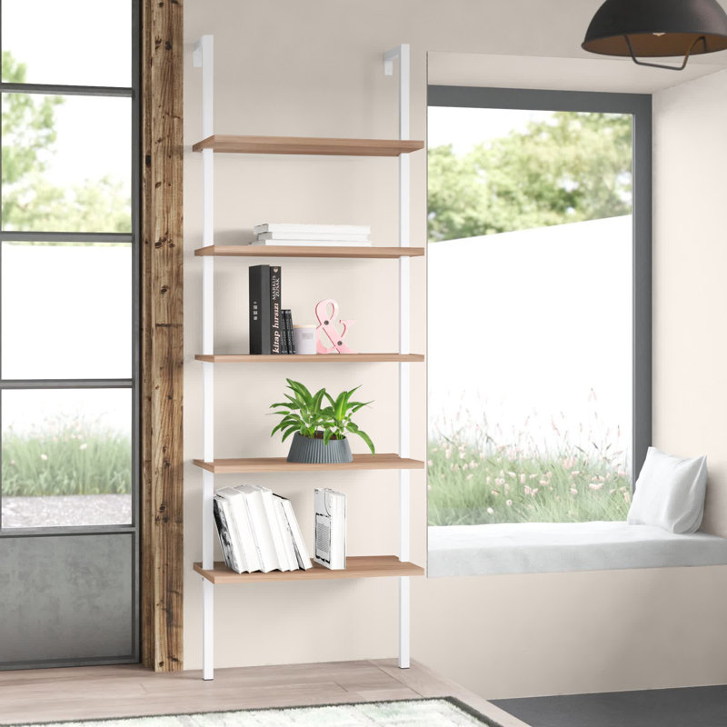 Flythe Ladder Bookcase, White/Oak