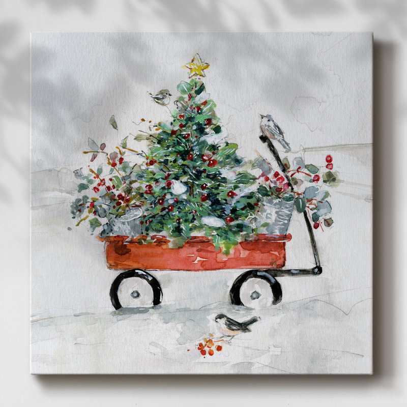 " Winter Garden Wagon ", 8" H x 8" W x 1.5" D