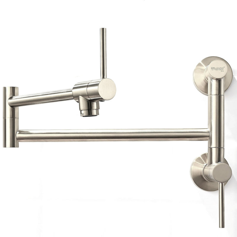 Wall-Mount Pot Filler Kitchen Faucet, Brushed Nickel