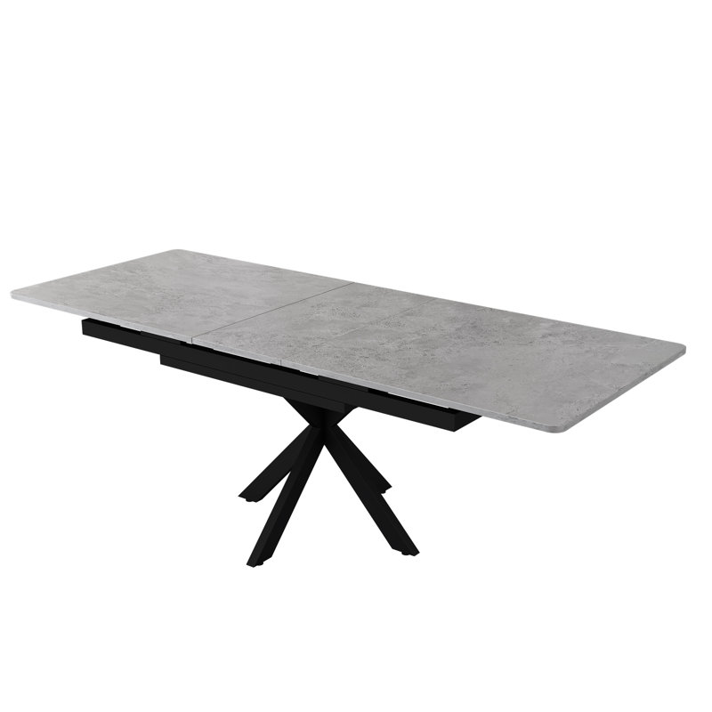 Extendable Dining Table Black With Grey Desktop, Grey