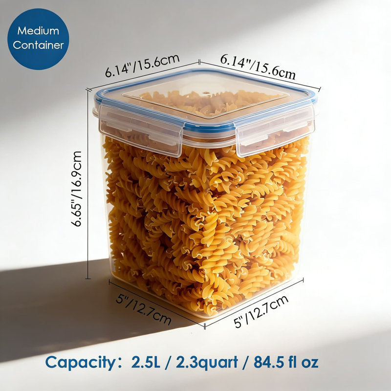 Contenants de rangement hermétiques pour aliments, ensemble de 4 contenants en plastique sans BPA pour la farine, le sucre, les accessoires de cuisson, comprend des tasses à mesurer et des étiquettes pour l'organisation du garde-manger