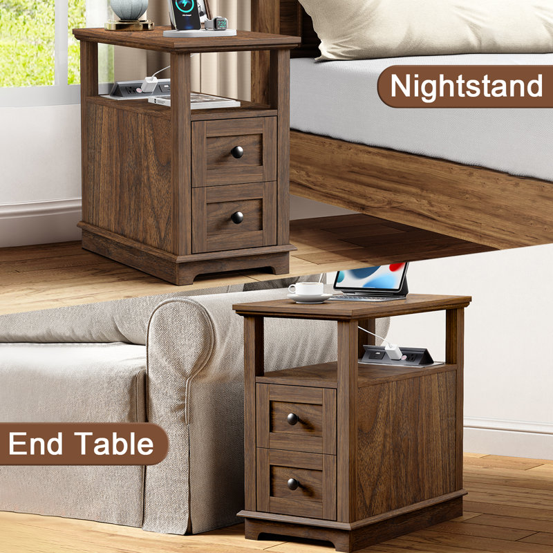Ayame 2 - Drawer End Table With Storage and Fast Charging Station