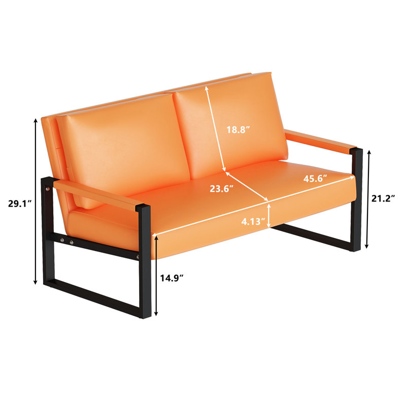 Causeuse Yaret 45,6 po, Similicuir orange
