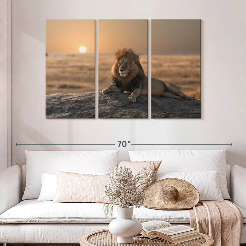 Lion On A Rock, 32" H x 50" W