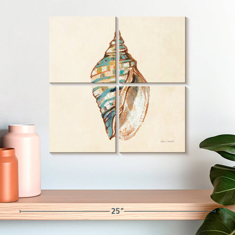 Coastal Teal Seashell III, 18" H x 18" W