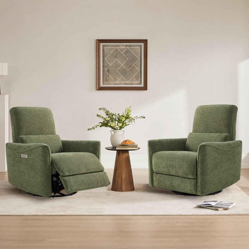 Fauteuil inclinable électrique pivotant rembourré Cadavid, Vert mousse