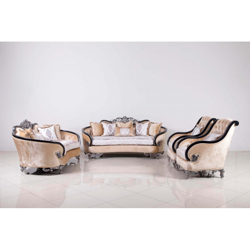 Rosabella Tufted Armchair, Black/Antique Silver