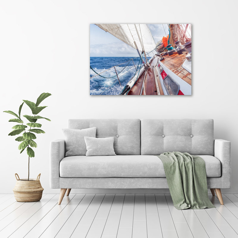 Sailboat in the Sea 1 Piece Wrapped Canvas Wall Art