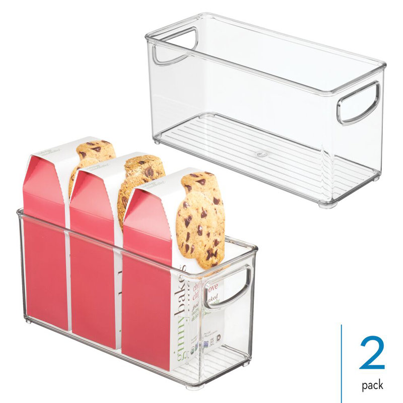 iDesign Plastic Stackable Pantry Bin with Handles - Set of 2 - Clear, 1.69 qts.
