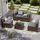 Ensemble de conversation modulaire en rotin pour 4 personnes avec coussins