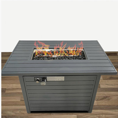 Steel propane outdoor fire pit table with lid