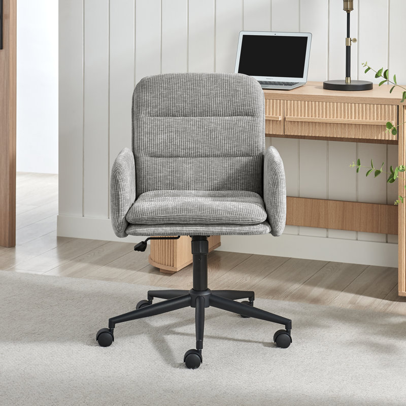 Tarsilia Upholstered Soft Jumbo Corduroy Swivel Office Chair - Modern Contemporary Style, Grey