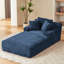 Chaise en velours côtelé bleu à assise simple sans assemblage, coussin à ressorts, ergonomique, idéale pour la détente dans le salon Chaise longue Haven, assemblage, peau douce, bureau ergonomique
