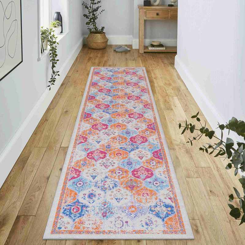 Cream Washable Area Rug, Rectangle 2'5" x 10'