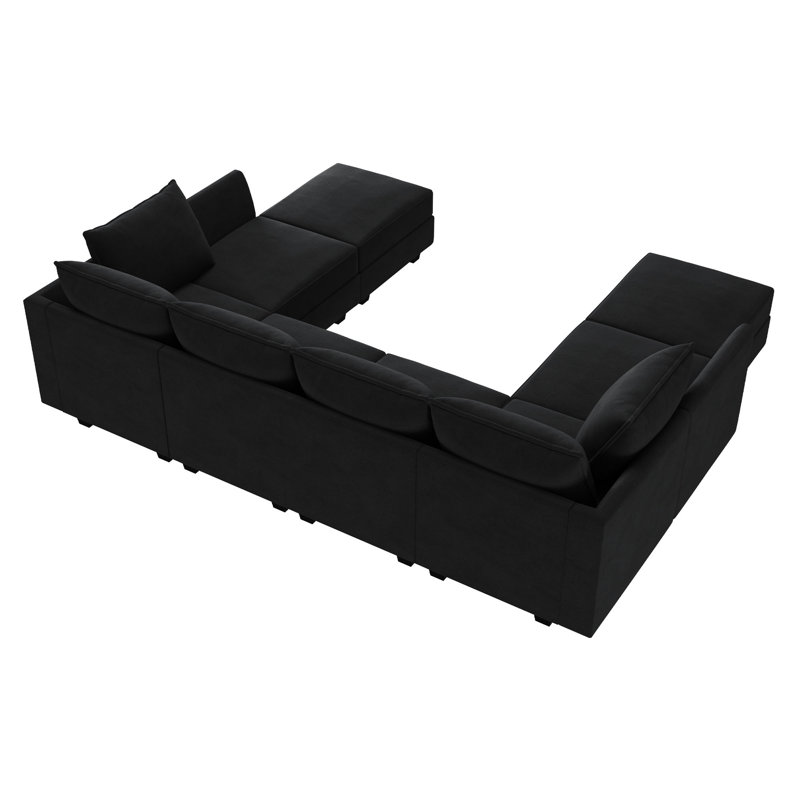 Canapé modulaire en velours modulaire Tremee, Velours noir