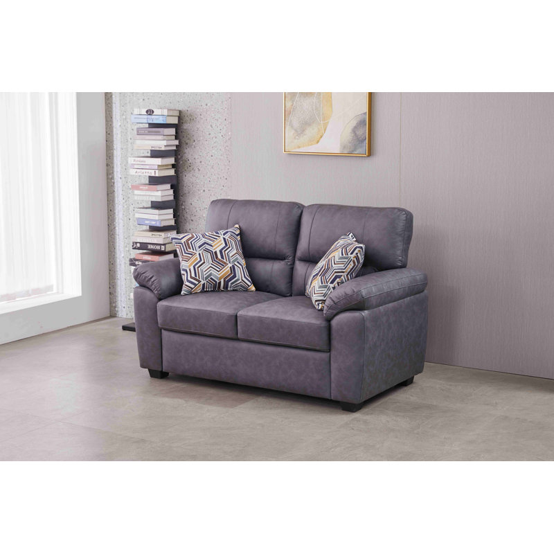Causeuse en similicuir de 58,7 po de largeur, Gris foncé