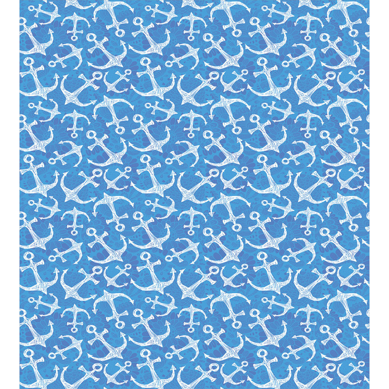 Coastal Polyester Duvet Cover, Hand Drawn Sea Anchor