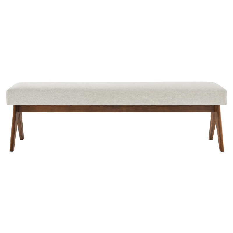 Lyra Fabric Upholstered Bench, 18.50"H x 63"W x 18"D, Ivory
