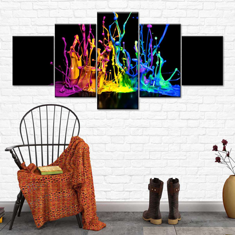 «Abstract Color Splash», reproduction d'art sur toile, H 30 po x l 68 po x P 1,25 po