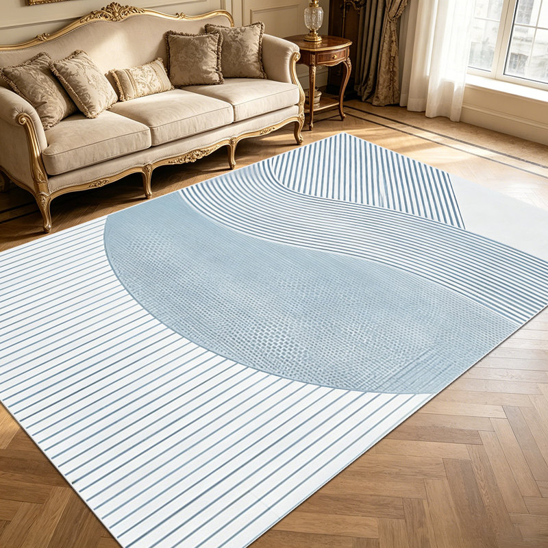 1PC Modern Minimalist Geometric Wavy Striped area rugs for Living Room, Soft and Comfortable, Suitable for all seasons, easy-to-maintain, machine washable Indoor floor mat, Under Table Farmhouse suitable for dining room, bedroom, home office,