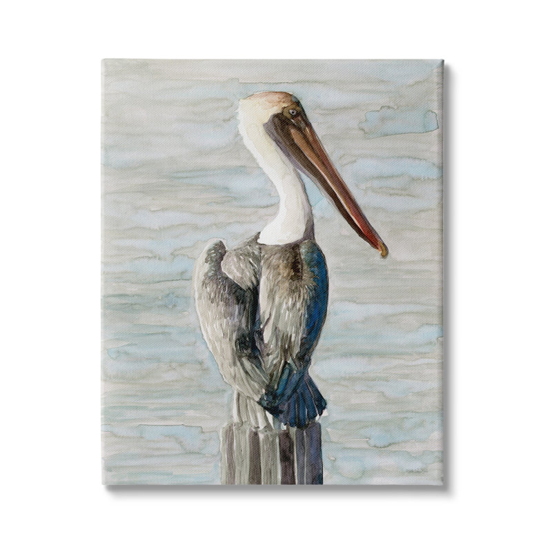 Oiseau aquatique côtier à long bec par Stellar Design Studio - Peinture, Toile tendue, H 20 po x l 16 po x P 1,5 po
