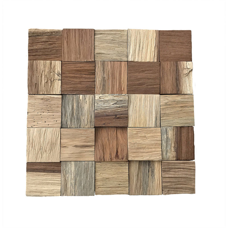 11 7/8"H x 11 7/8"W x 1/2"D Heritage Boat Wood Mosaic Wall Tile