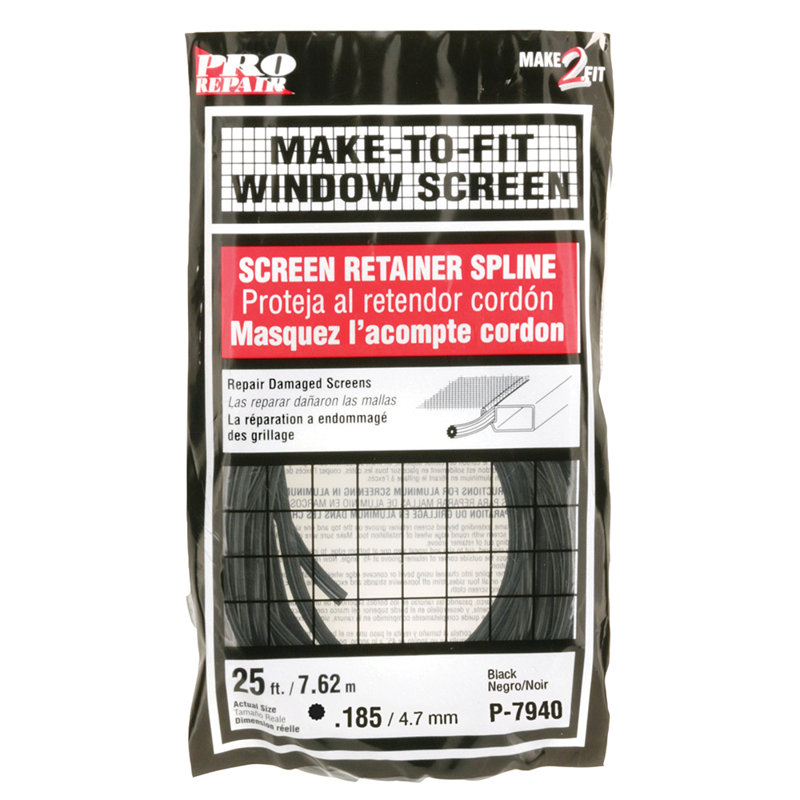 Spline écran en vrac Prime-Line (paquet simple), H 9,1 po x l 4,9 po x P 1,85 po, Noir
