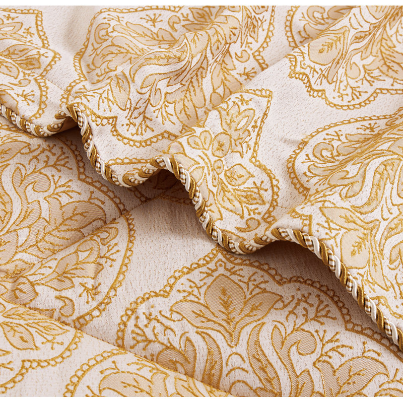 Gina Polyester Damask Bedspread with Pillow Shams, Golden, 220 x 240 cm Bedspread - 2 Pillowcases
