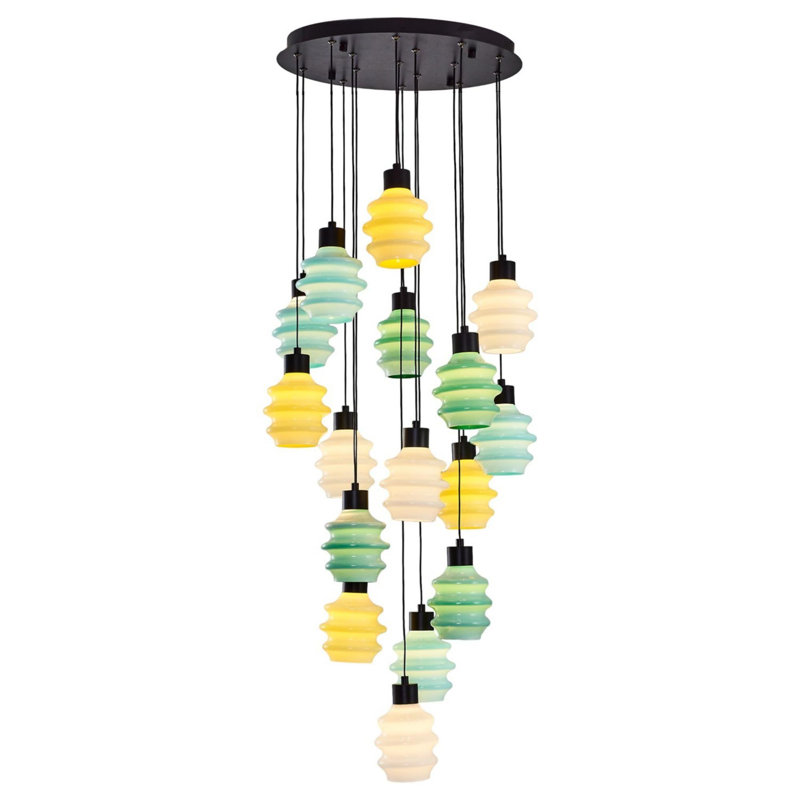 Elegant Metal Chandelier, 44 cm Diameter (Approx. 17.3 inches), Height: 47.2 inches | Includes Glass Cap, 16 x 3.12 W LED Sockets, 3000 K Warm Light, 5000 Lumen Brightness | Perfect for Dining Room, Living Room, and Entryways
