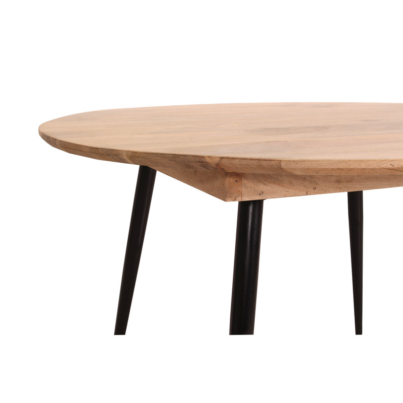 Eleta Round Solid Wood Top Metal Base Dining Table
