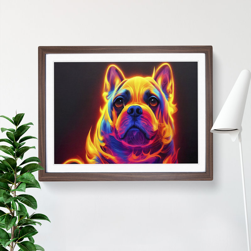 Dog Vol.4 - Single Picture Frame Print, 25cm H x 34cm W x 2cm D, Walnut