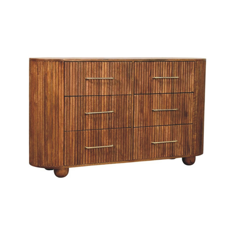 Commode Woodridgefront - chêne ambré, 6 tiroirs, Marron clair
