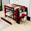 Lit superposé double en bois avec bureau, tiroirs, éclairage à DEL et tablettes