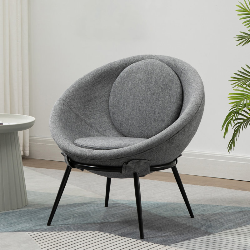 Vintage Upholstered Cup Accent Chair, Gray 100% Polyester
