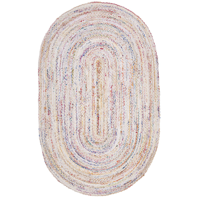 Cotton Hand Woven Area Rug, Oval 122 x 183 cm