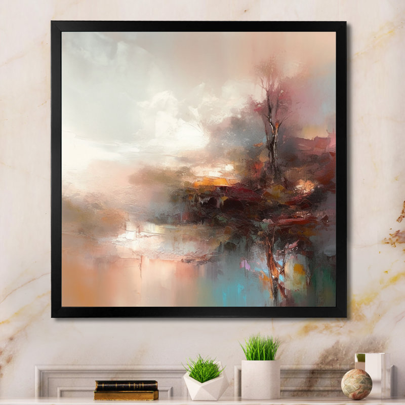 «Brown Abstracted Nature IV», art mural abstrait, Impression noire sur toile encadrée, H 36 po x l 36 po x P 1,5 po