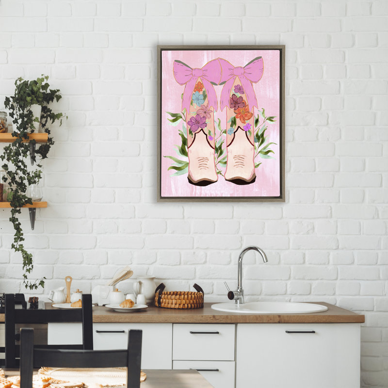 Cadre flottant bottes et boucles Cowgirl Design, design par Kara Keller Designs, Cadre flottant orme Montalcino