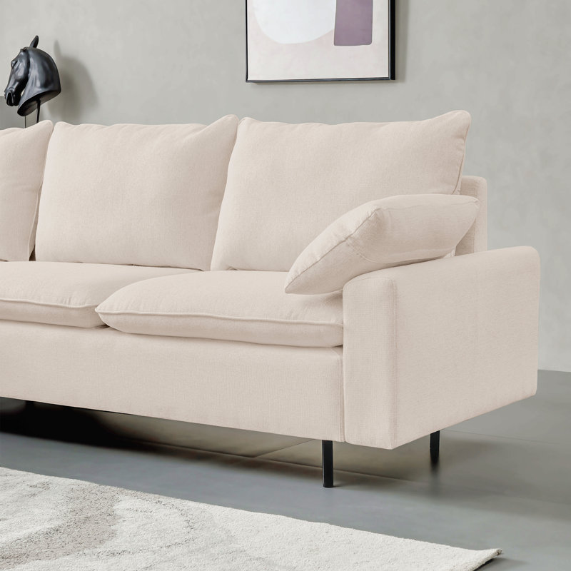 Canapé modulaire en L en forme de L avec méridienne droite, beige