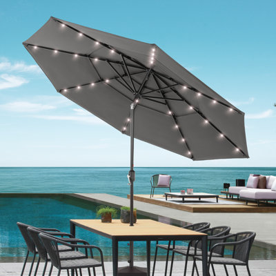 Upgrade Your Outdoor Space: 10FT LED 3-layer Patio Umbrella with UV Protection, Easy Tilt, and Wind-Resistant Features